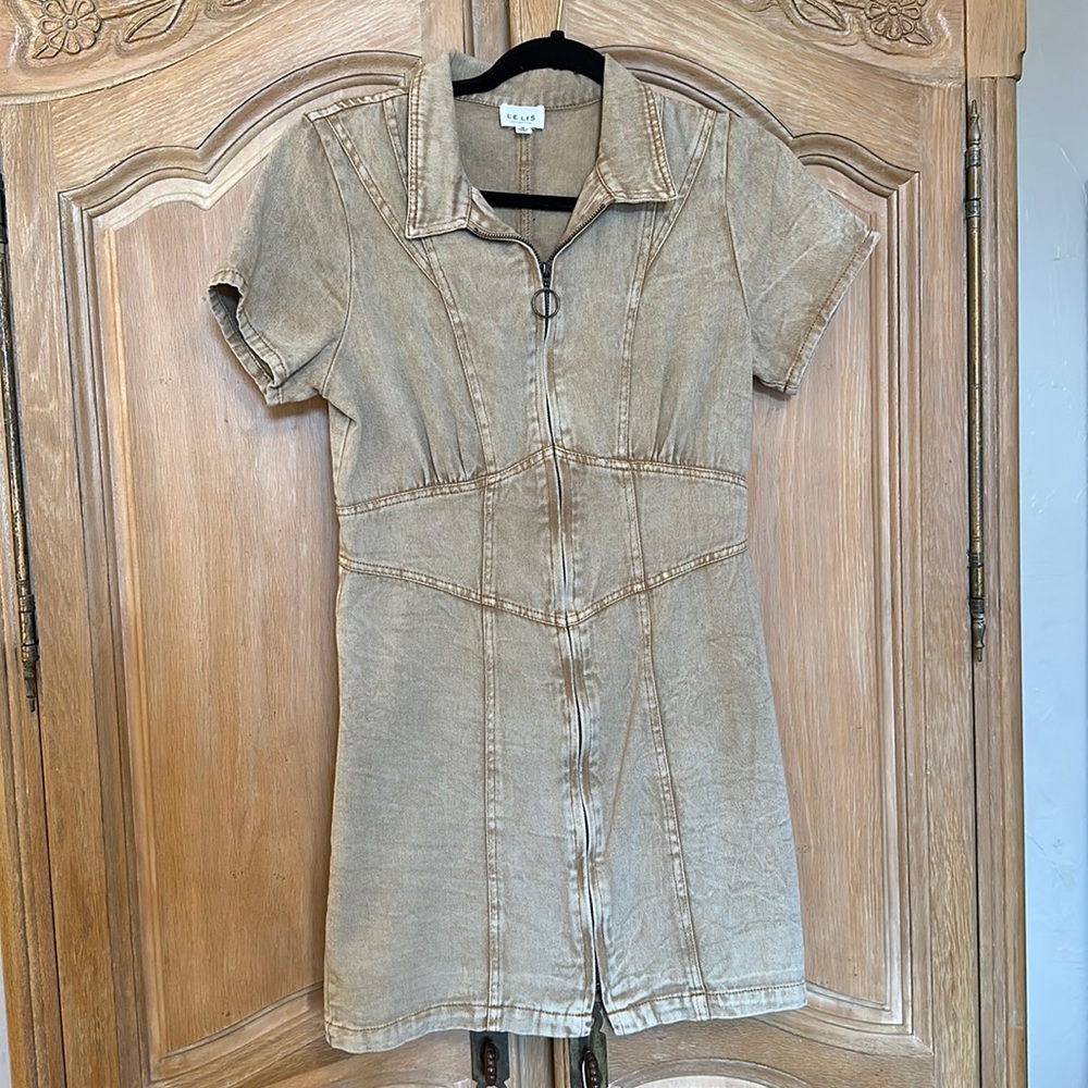 Tan denim dress, size medium, mini.